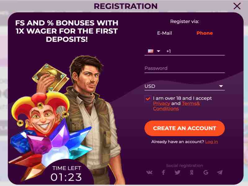 Registrer deg på AllRight casino via telefonnummer