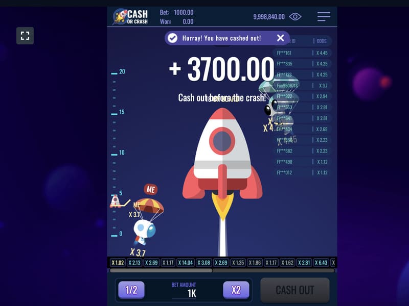 Вероятность выиграть реальные деньги в Cash or Crash
