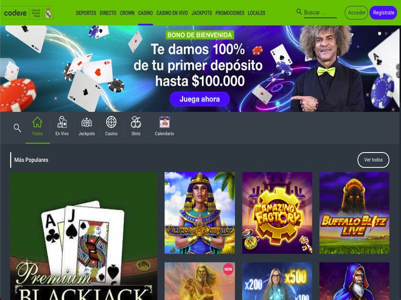 онлайн казино Codere для игры в слот Авиатор