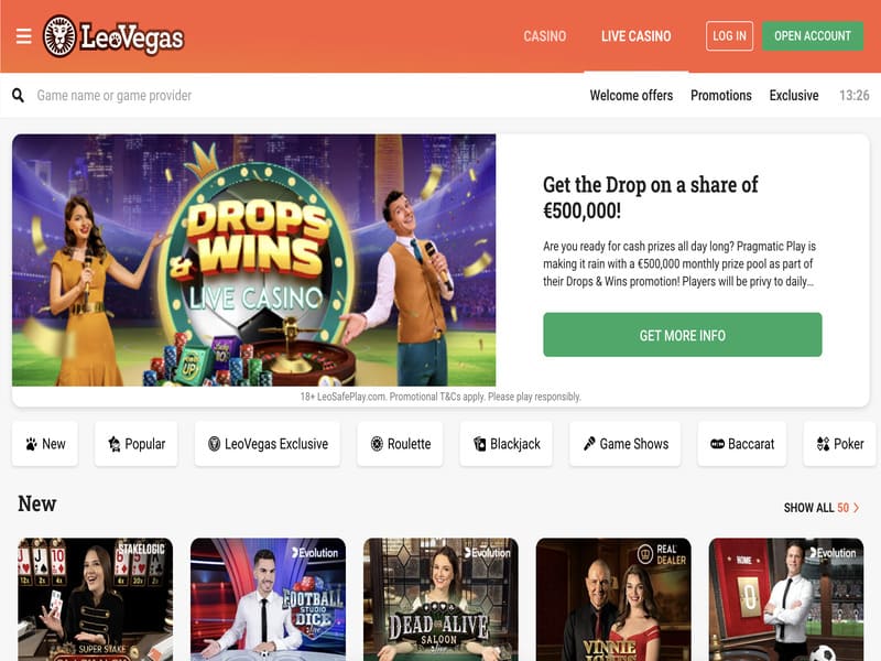 LeoVegas onlayn kazinosunda qeydiyyat