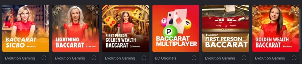 Baccarat live at BC Game.