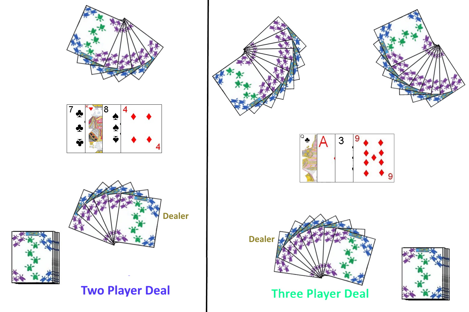 Example deal in 2 and 3 player Mitaines Example deal in 2 and 3 player Mitaines