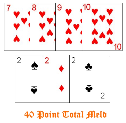 Example of a starting meld in Kalooki 40