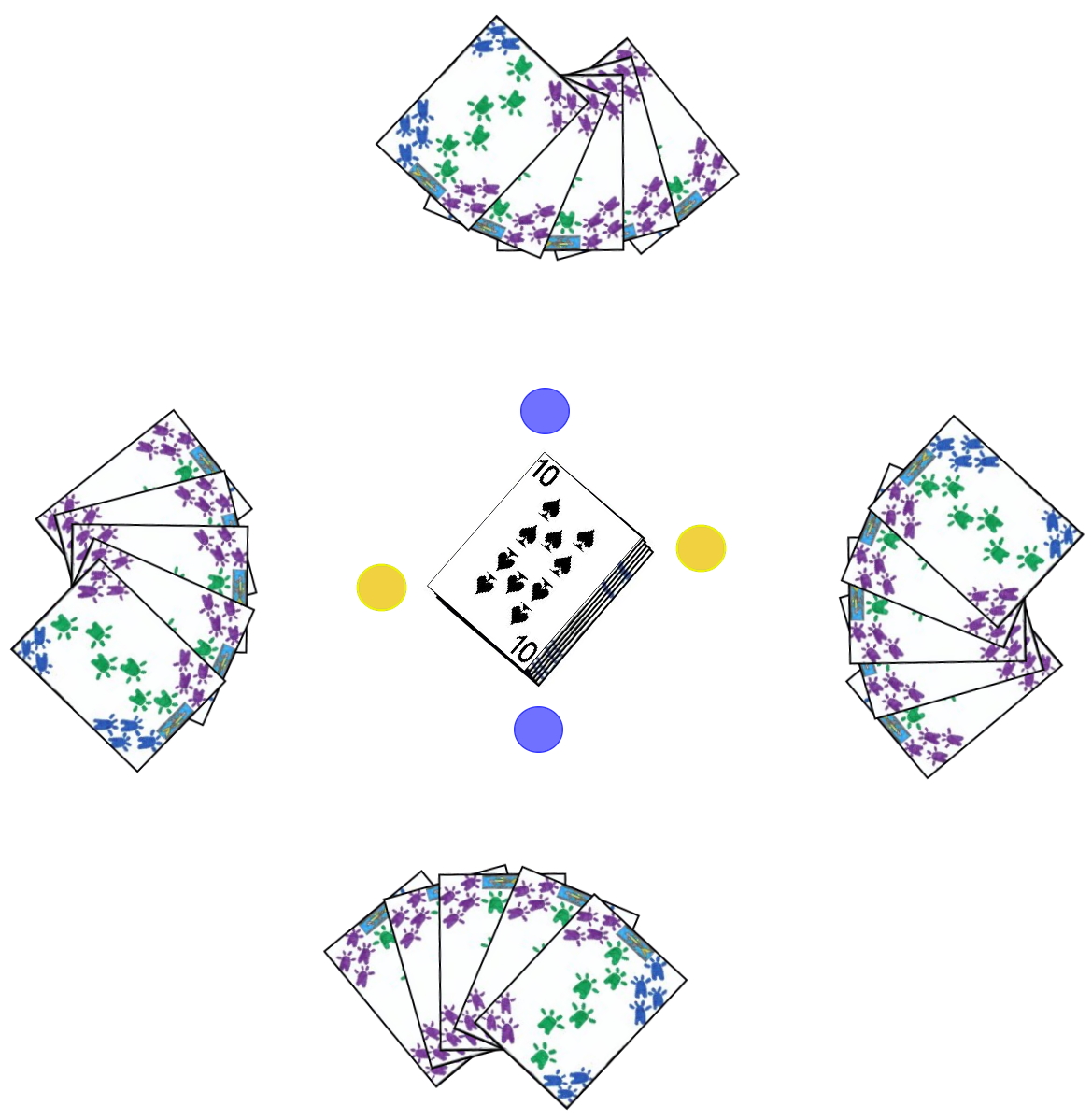Initial deal and layout for a hand of Uka Initial deal and layout for a hand of Uka